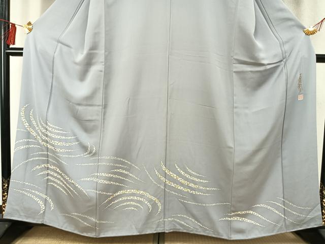 平和屋着物○染色作家 石田凱宣 訪問着 流水文 金彩 正絹 逸品 AABD0552fy