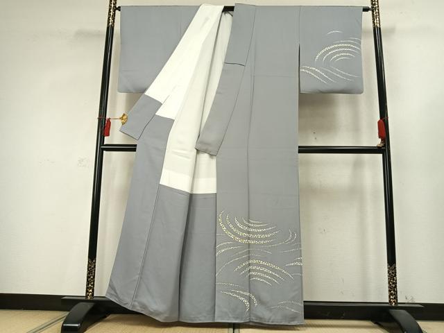 平和屋着物●染色作家　石田凱宣　訪問着　流水文　金彩　正絹　逸品　AABD0552fy 平和屋着物○染色作家 石田凱宣 訪問着 流水文 金彩 正絹 逸品 AABD0552fy