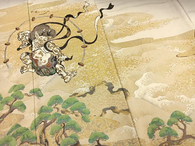 平和屋着物●色留訪問着　寿光織　作家物　風神雷神　金銀糸　ロング丈　正絹　逸品　AABD0553fy