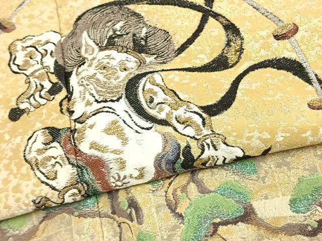 平和屋着物●色留訪問着　寿光織　作家物　風神雷神　金銀糸　ロング丈　正絹　逸品　AABD0553fy