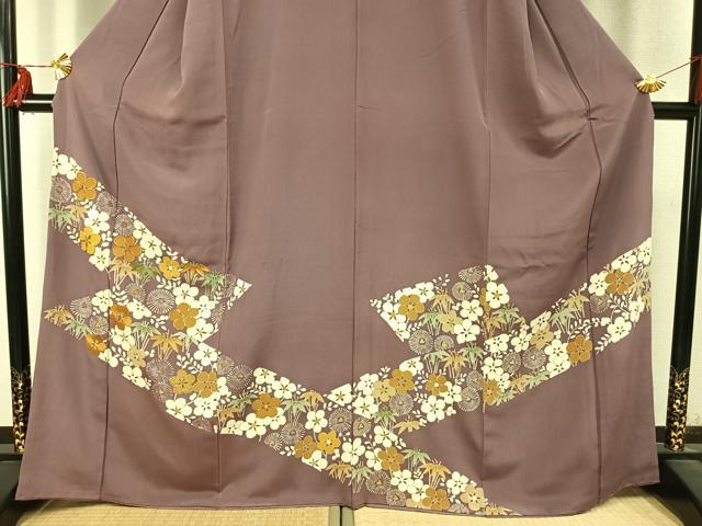 平和屋着物●訪問着 駒刺繍 草花文 金糸 正絹 逸品 AABD0556fy