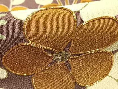 平和屋着物●訪問着 駒刺繍 草花文 金糸 正絹 逸品 AABD0556fy