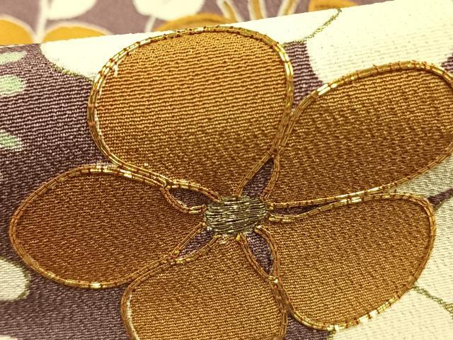 平和屋着物●訪問着 駒刺繍 草花文 金糸 正絹 逸品 AABD0556fy