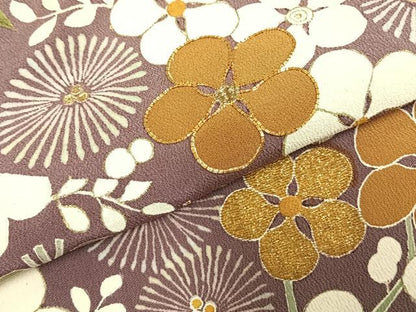 平和屋着物●訪問着 駒刺繍 草花文 金糸 正絹 逸品 AABD0556fy