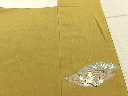 平和屋着物●訪問着　色紙重ね花鳥文　暈し染め　金彩　正絹　逸品　AABD0559fy