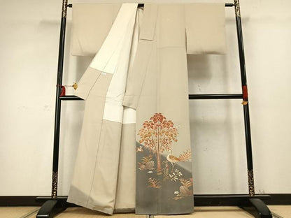 平和屋着物●豪華色留袖　舞蝶花鳥文　暈し染め　金糸　金彩　正絹　逸品　AABD0564fy