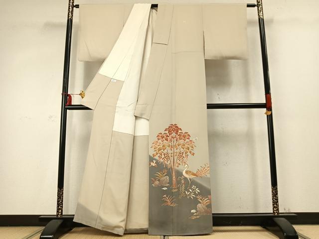 平和屋着物●豪華色留袖　舞蝶花鳥文　暈し染め　金糸　金彩　正絹　逸品　AABD0564fy