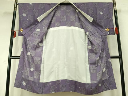 平和屋着物●長襦袢　無双仕立て　市松舞桜文　兎　正絹　逸品　AABD0565fy