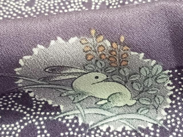 平和屋着物●長襦袢　無双仕立て　市松舞桜文　兎　正絹　逸品　AABD0565fy