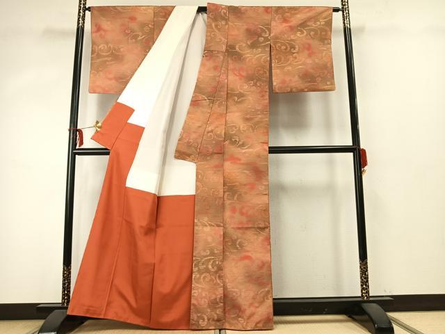平和屋着物●上質な紬　立波文　正絹　逸品　未使用　AABD0585fy