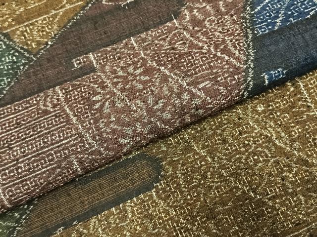 平和屋着物●本場結城紬　重要無形文化財　110亀甲　切嵌文　正絹　逸品　AABD0592fy