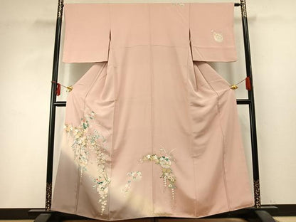 平和屋着物●訪問着　雪輪花文　暈し染め　金彩　正絹　逸品　AABD0594fy