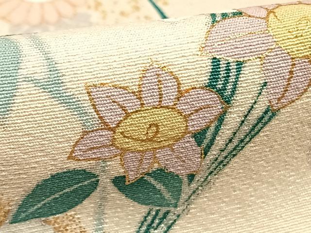 平和屋着物●訪問着　雪輪花文　暈し染め　金彩　正絹　逸品　AABD0594fy