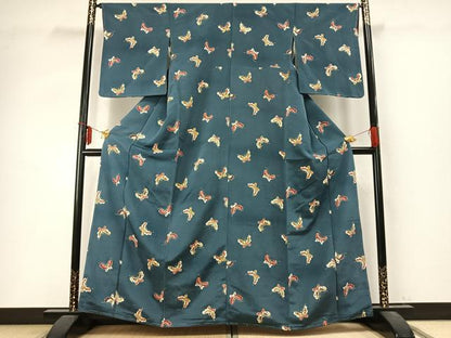 平和屋着物●上質な小紋 型染め 舞蝶文 正絹 逸品 AABD0596fy