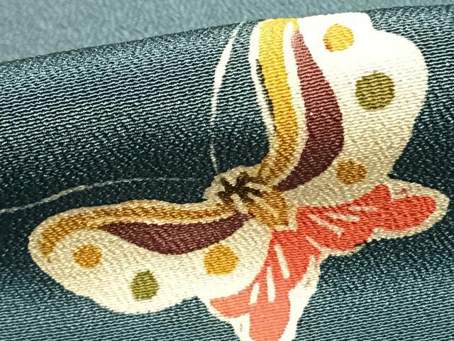 平和屋着物●上質な小紋 型染め 舞蝶文 正絹 逸品 AABD0596fy