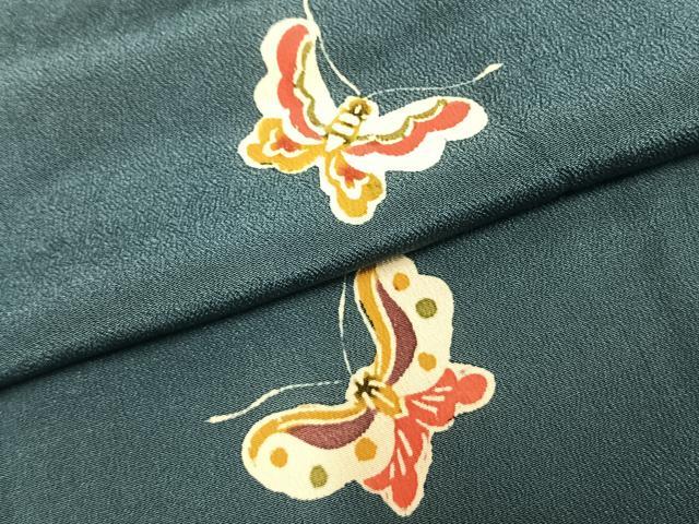 平和屋着物●上質な小紋 型染め 舞蝶文 正絹 逸品 AABD0596fy