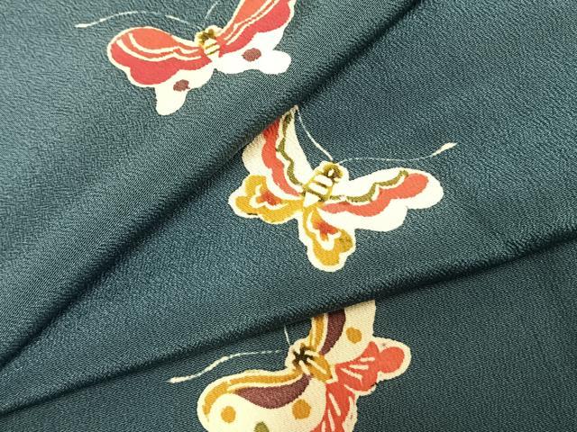 平和屋着物●上質な小紋 型染め 舞蝶文 正絹 逸品 AABD0596fy