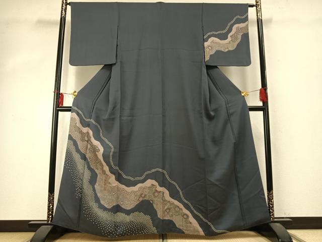 平和屋着物●訪問着 絞り 道長花文 金彩 正絹 逸品 AABD0597fy