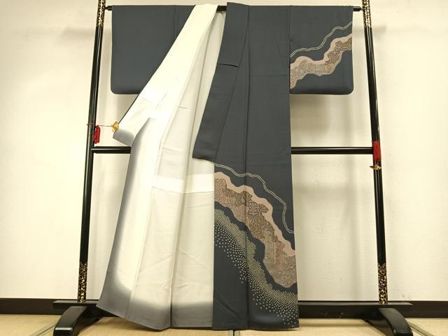 平和屋着物●訪問着 絞り 道長花文 金彩 正絹 逸品 AABD0597fy