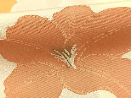平和屋着物▼上質な小紋　草花文　地紋起こし　正絹　逸品　AABD0608fy