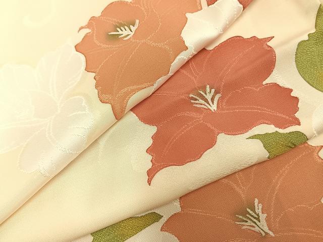 平和屋着物▼上質な小紋　草花文　地紋起こし　正絹　逸品　AABD0608fy