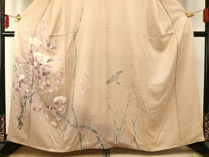 平和屋着物●訪問着 刺繍 枝花文 暈し染め 正絹 逸品 AABD0618fy