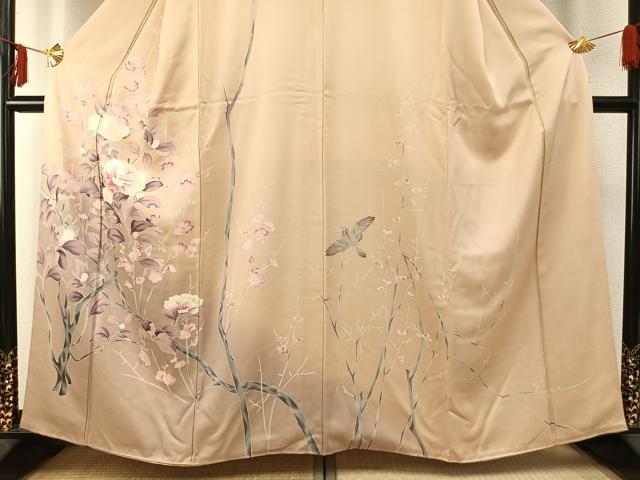 平和屋着物●訪問着 刺繍 枝花文 暈し染め 正絹 逸品 AABD0618fy