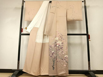 平和屋着物●訪問着 刺繍 枝花文 暈し染め 正絹 逸品 AABD0618fy