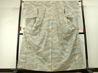平和屋着物●本場大島紬 白大島 一元絣 風景文 正絹 逸品 AABD0632fy