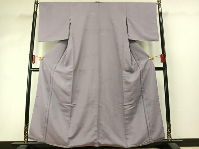 平和屋着物○上質な色無地 菱地紋 白藤色 正絹 逸品 AABD0633fy