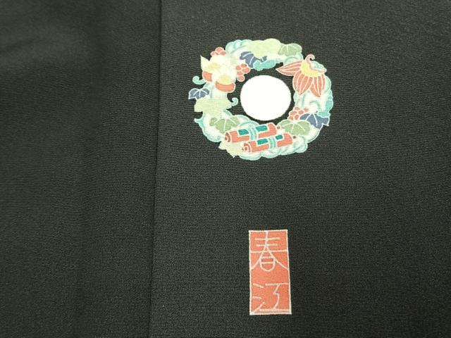 平和屋着物●豪華黒留袖 友禅 作家物 風景花鳥文 暈し染め 黒地 正絹 逸品 AABD0640fy