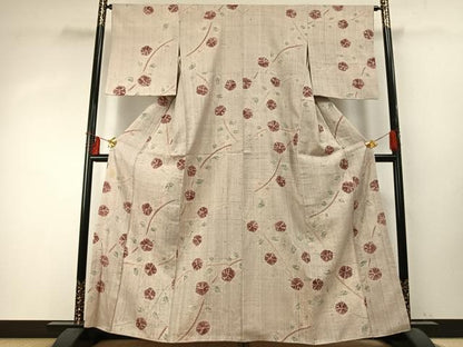 平和屋着物●上質な紬　絞り　舞花文　正絹　逸品　AABD0650fy