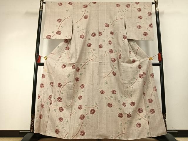 平和屋着物●上質な紬　絞り　舞花文　正絹　逸品　AABD0650fy