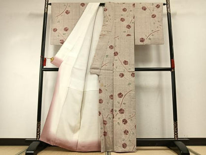 平和屋着物●上質な紬　絞り　舞花文　正絹　逸品　AABD0650fy