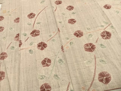 平和屋着物●上質な紬　絞り　舞花文　正絹　逸品　AABD0650fy
