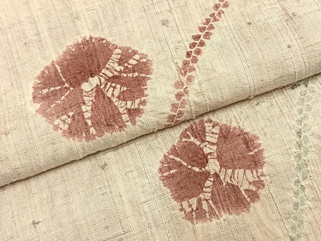 平和屋着物●上質な紬　絞り　舞花文　正絹　逸品　AABD0650fy