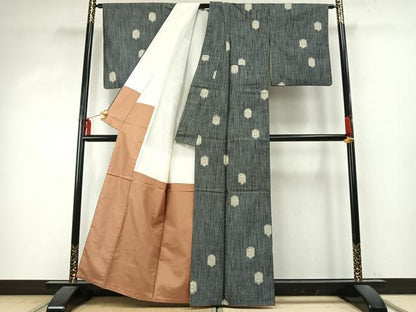 平和屋着物●上質な紬　80亀甲　亀甲文様　正絹　逸品　AABD0660fy