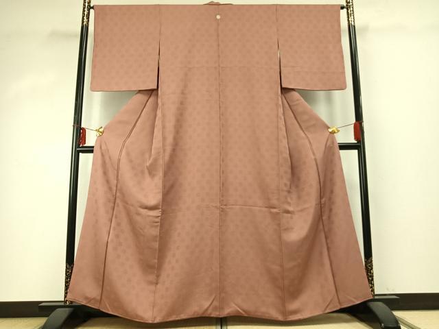 平和屋着物●上質な色無地 吉祥花地紋 宍色 正絹 逸品 AABD0662fy
