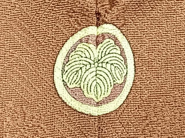 平和屋着物●上質な色無地 吉祥花地紋 宍色 正絹 逸品 AABD0662fy