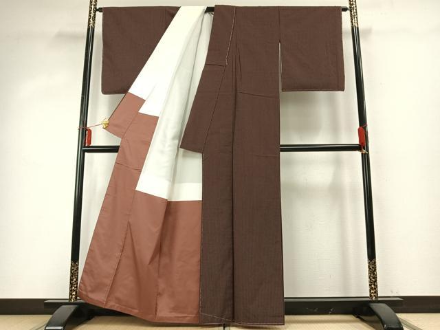 平和屋着物●上質な紬　縞　正絹　逸品　未使用　AABD0666fy