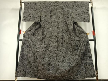 平和屋着物●本場大島紬　一元絣　草花文　正絹　逸品　AABD0669fy