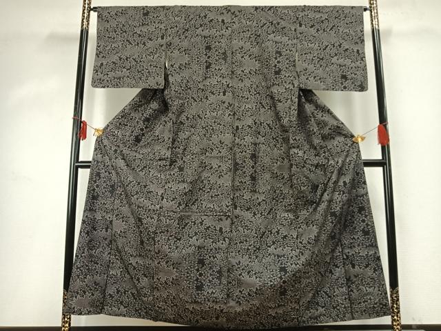 平和屋着物●本場大島紬　一元絣　草花文　正絹　逸品　AABD0669fy