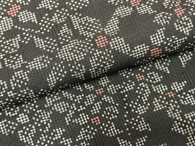 平和屋着物●本場大島紬　一元絣　草花文　正絹　逸品　AABD0669fy