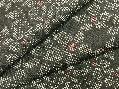 平和屋着物●本場大島紬　一元絣　草花文　正絹　逸品　AABD0669fy