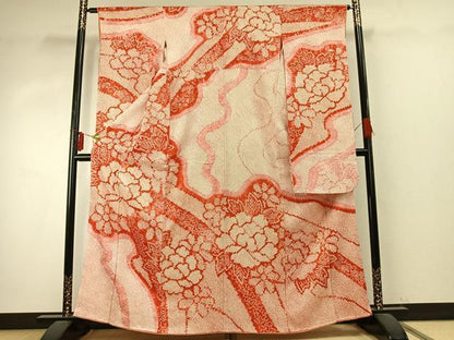 平和屋着物●豪華振袖　総絞り　草花文　正絹　逸品　AABD0679fy
