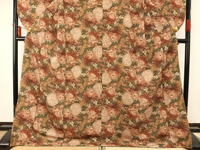 平和屋着物●小振袖　二尺袖　草花文　洗える着物　AABD0688fy