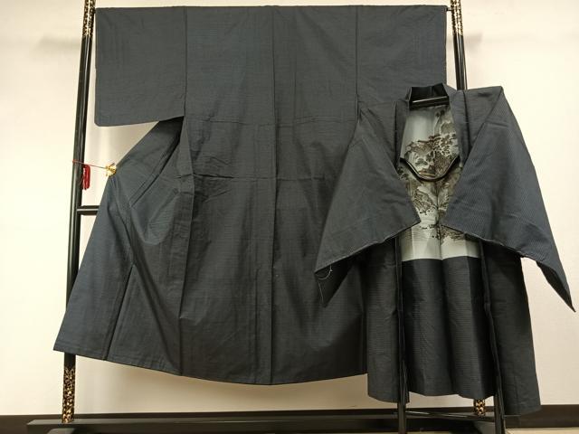 平和屋着物●男性 本場大島紬 アンサンブル 100亀甲 総詰め 正絹 逸品 AABD0698fy