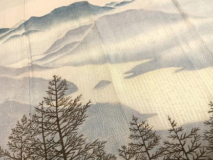 平和屋着物●訪問着 作家物 風景樹林文 暈し染め 正絹 逸品 AABD0704fy