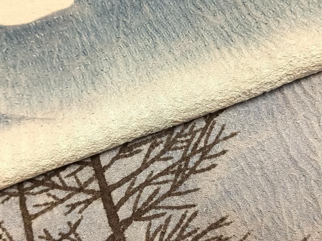 平和屋着物●訪問着 作家物 風景樹林文 暈し染め 正絹 逸品 AABD0704fy