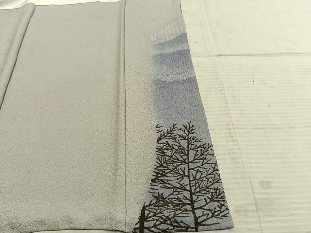 平和屋着物●訪問着 作家物 風景樹林文 暈し染め 正絹 逸品 AABD0704fy